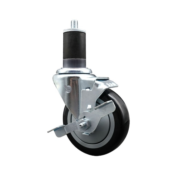 4'' Black Poly Swivel 1-5/8'' Expanding Stem Caster with Brake